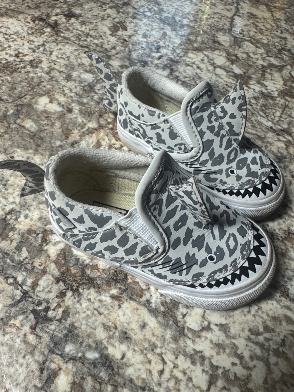 Vans Kids Gray Leopard Shark Slip-On Sneakers